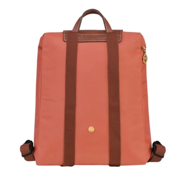 Longchamp Le Pliage Pink Foldable Backpack NWT Leather Blush - Picture 3 of 4